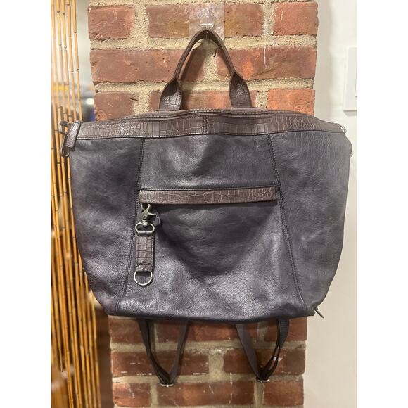 Free People Joey Distressed Convertible Backpack Dark Brown - Picture 2 of 12